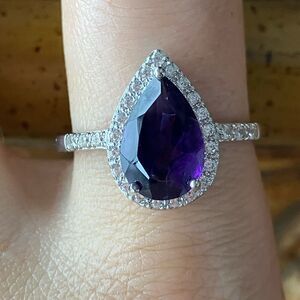 African Amethyst Sterling Silver Ring Size 10